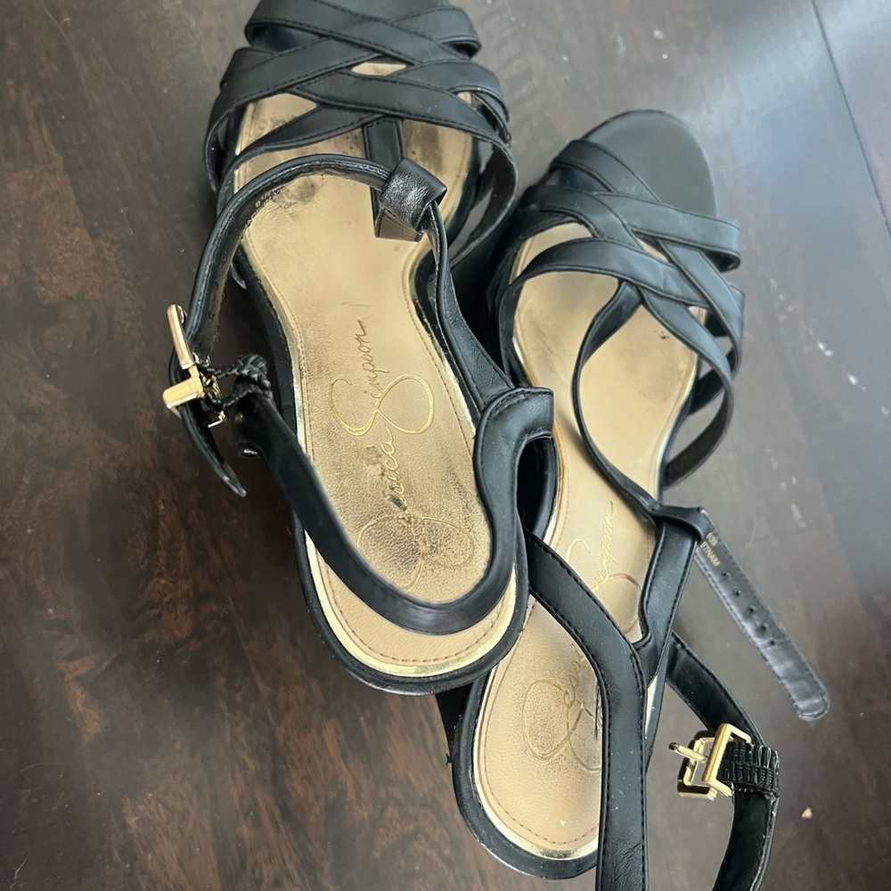 Nicole Black Heels with Gold Accents